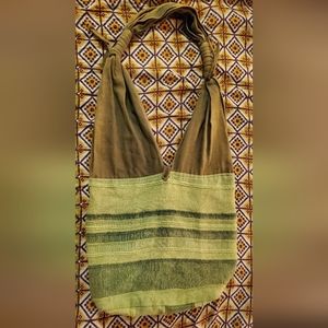 Green woven hobo bag from Nepal